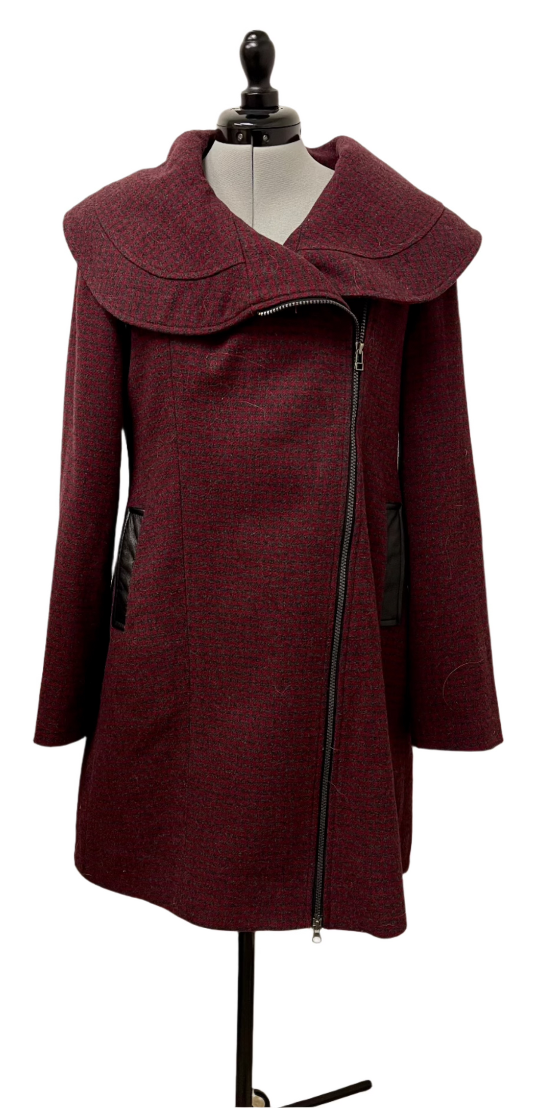 Women’s Pure Virgin Wool Long Sleeve Coat, Large